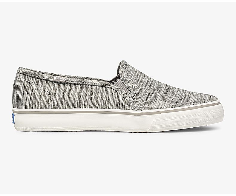 Keds Womens Grey Slip On Shoes - Keds Double Decker Heathered Stripe Knit 510QROAGE